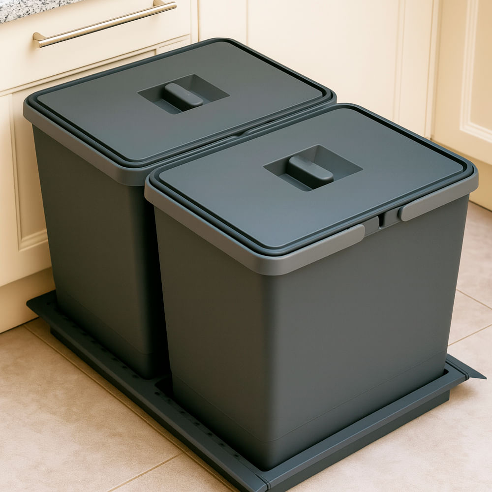 Conjunto 2 Lixeiras Metropolis 15 Litros com Base Grande Cinza Zen 76204_0